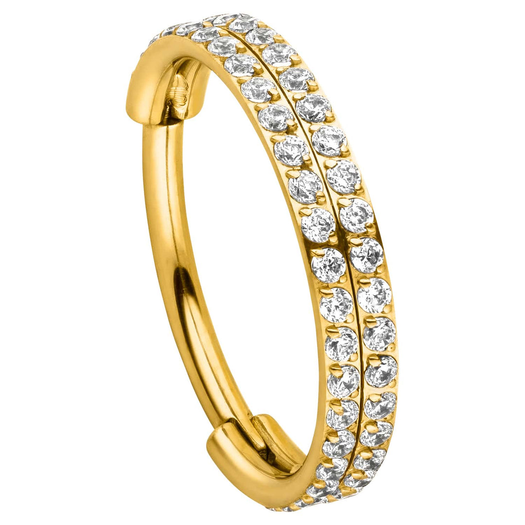 Doppeltes Piercing Conch Clicker Titan gold wasserfest
