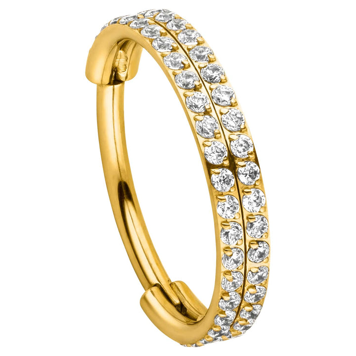 Doppeltes Piercing Conch Clicker Titan gold wasserfest
