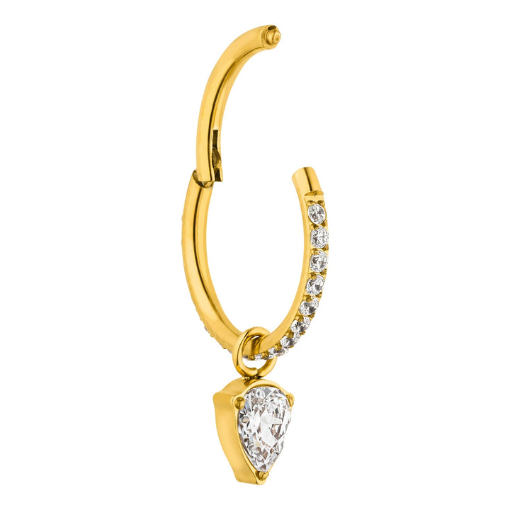 Clicker Piercing Segmentring 18K vergoldet wasserfest mit Anhänger