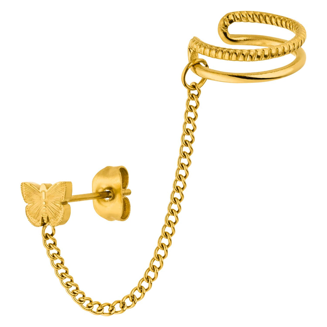 Schmetterling Ohrkette Ear Cuff 18K vergoldet wasserfest