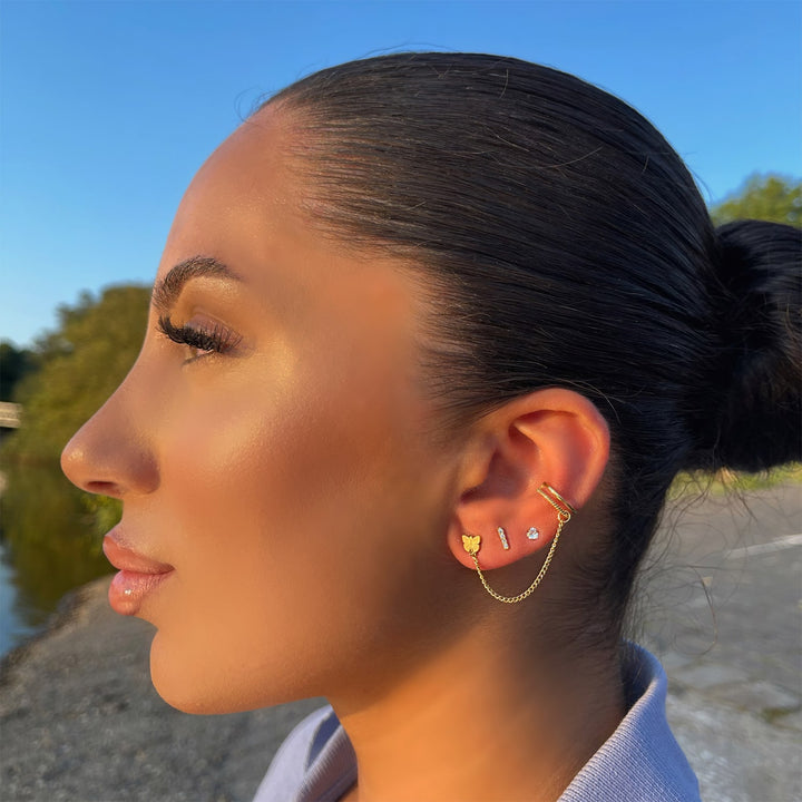 Schmetterling Ear Cuff mit Ohrkette 18K vergoldet wasserfest