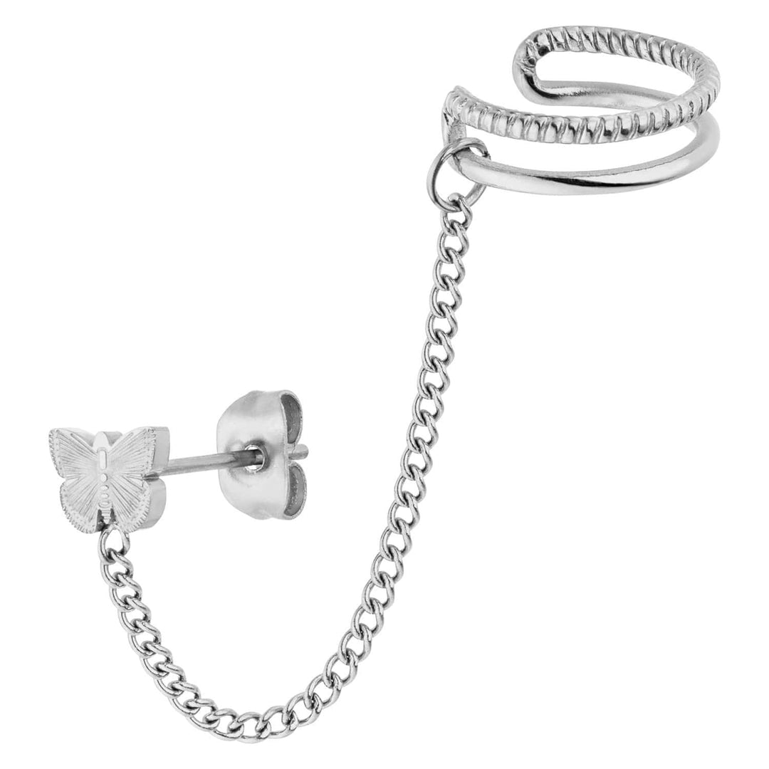 Schmetterling Ohrkette Ear Cuff Silber wasserfest