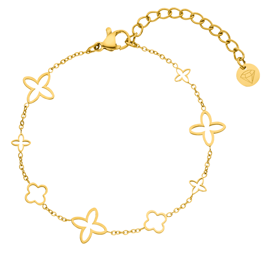 Kleeblatt Armband 18K vergoldet wasserfest Damen Clover