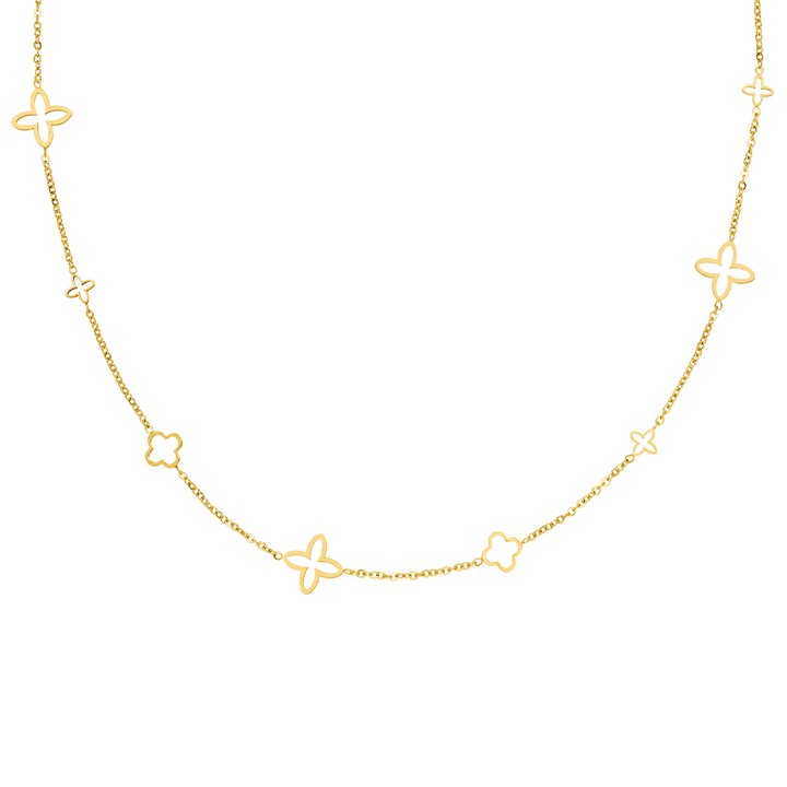 Kleeblatt Kette 18K vergoldet wasserfest Damen Edelstahl