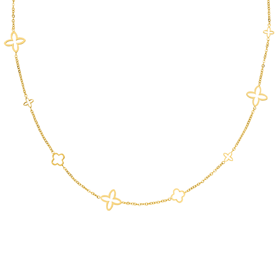 Kleeblatt Kette 18K vergoldet wasserfest Damen Edelstahl