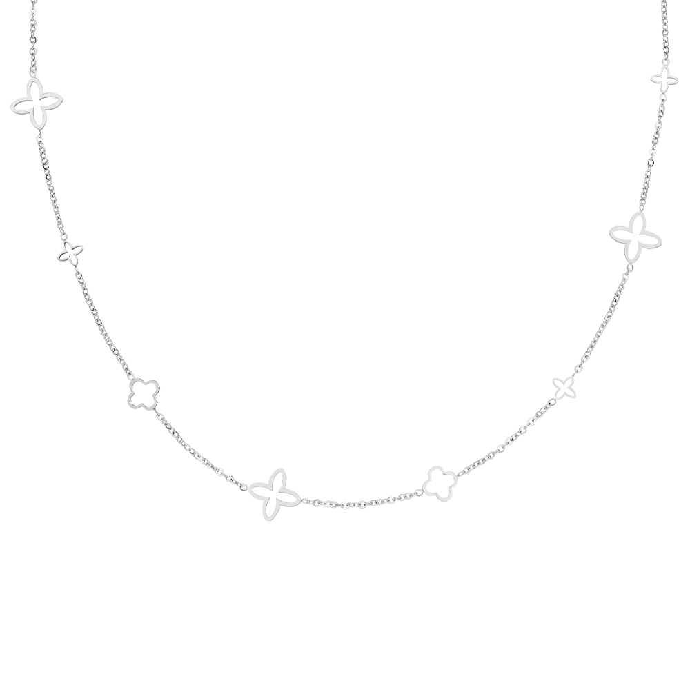 Kleeblatt Halskette Silber wasserfest Damen Edelstahl Clover