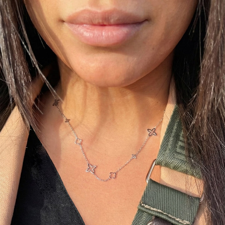 Kleeblatt Kette Clover Silber wasserfest Damen