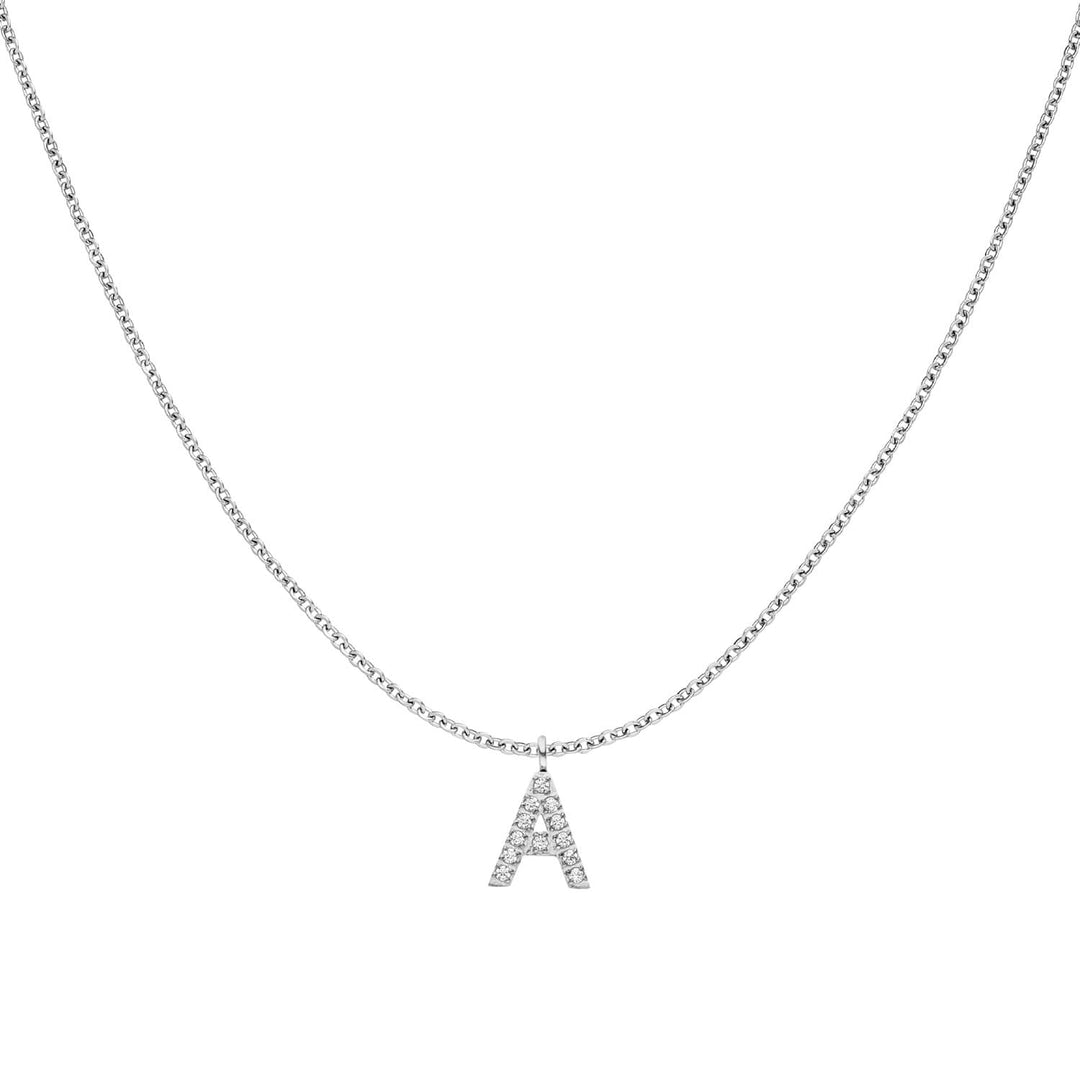 Personalisierte Kette mit Buchstabe A Silber wasserfest