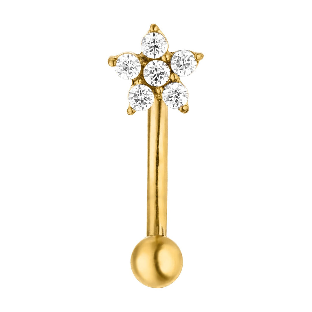 Blumen Piercing gold Zirkonia wasserfest Chirurgenstahl