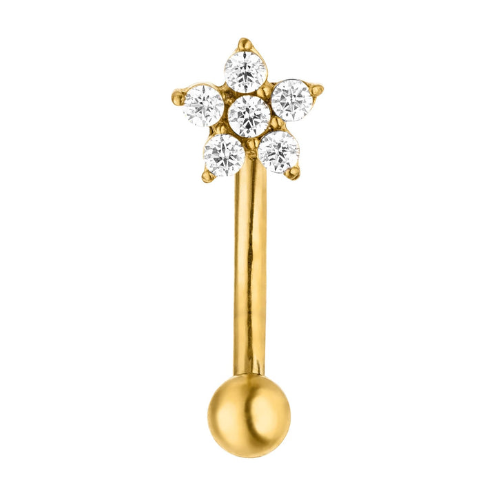 Blumen Piercing gold Zirkonia wasserfest Chirurgenstahl