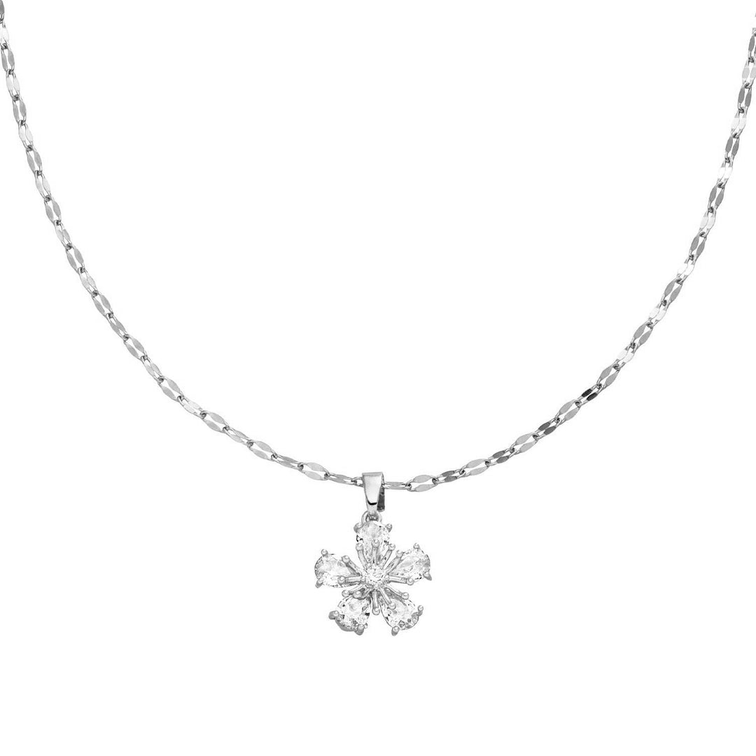 Blumenkette silber 925 Sterling Echtsilber rhodiniert Blüte