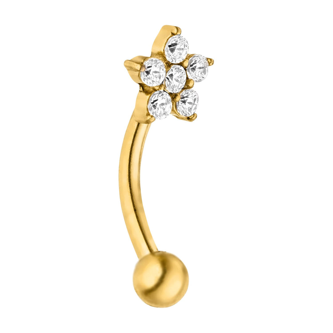 Wasserfestes Piercing Rook Blume gold Zirkonia Chirurgenstahl
