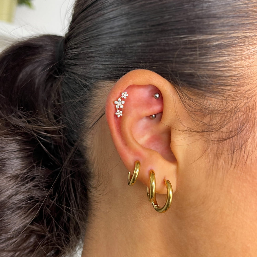 Ohr Schmuck Piercing 18K vergoldet Steinchen