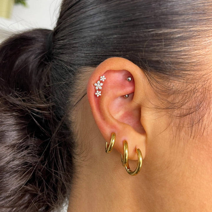 Ohr Schmuck Piercing 18K vergoldet Steinchen