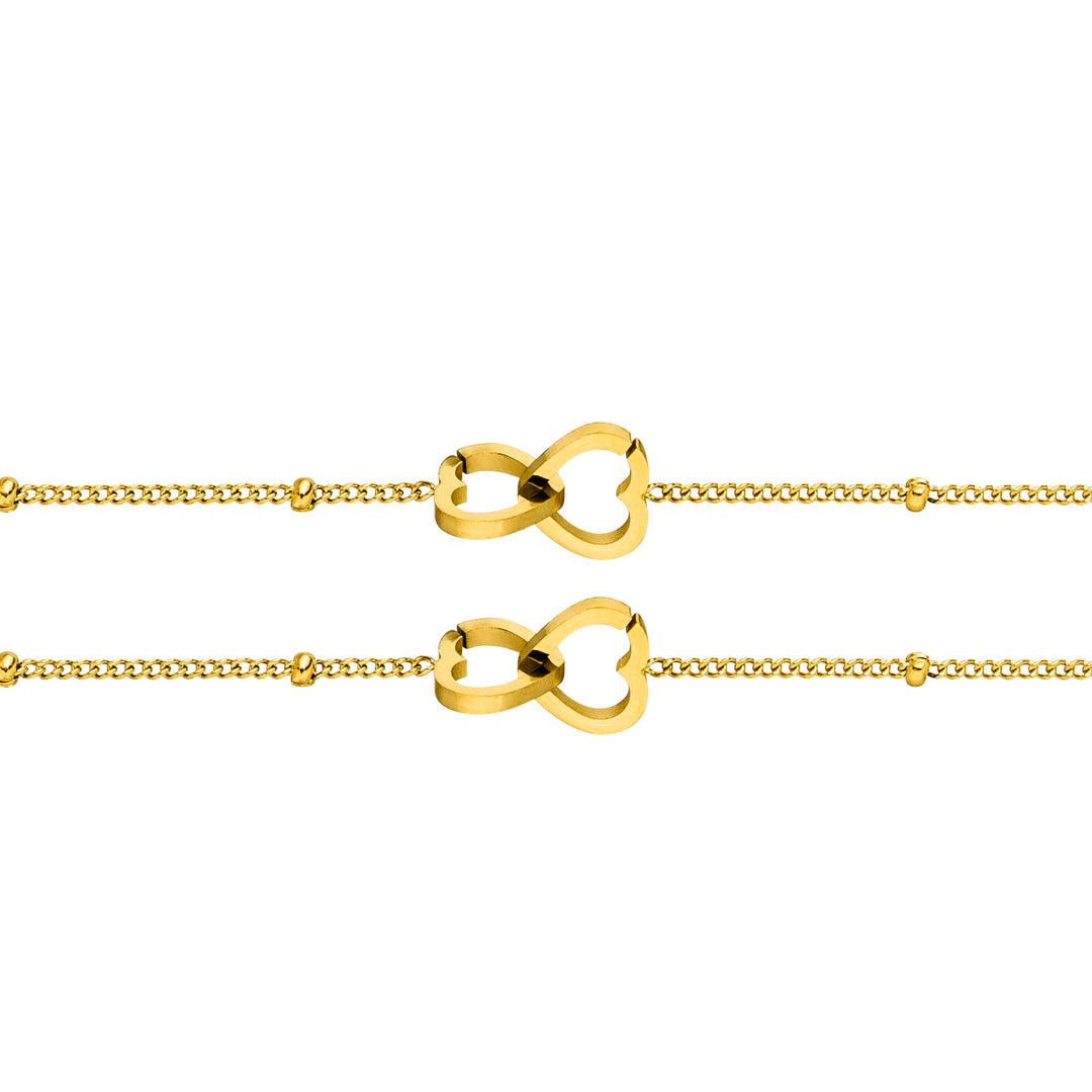 2 Freundschafts Armbänder mit Herzen Edelstahl 18K vergoldet