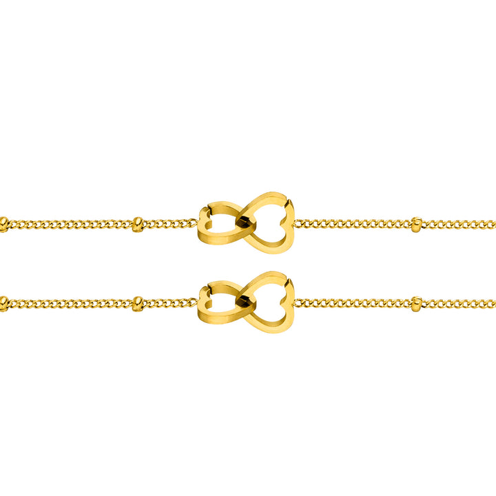 2 Freundschafts Armbänder mit Herzen Edelstahl 18K vergoldet