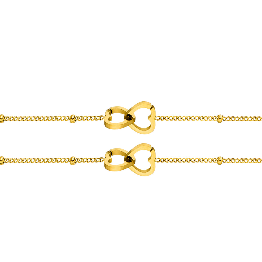2 Freundschafts Armbänder mit Herzen Edelstahl 18K vergoldet