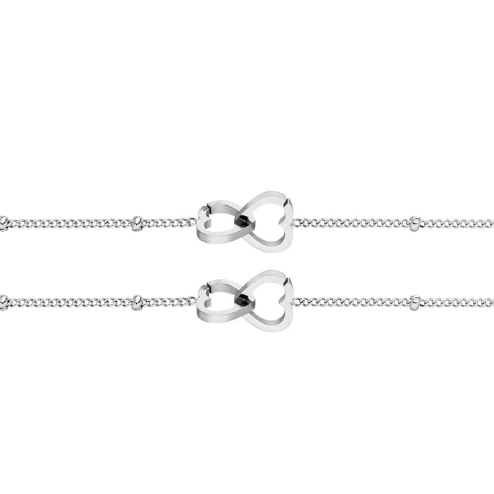 Freundschaftsarmbänder mit zusammenhängende Herzen Silber Edelstahl