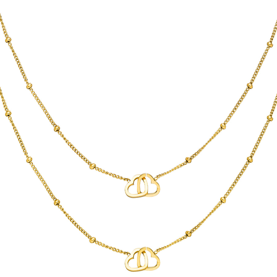 Freundschafts Ketten mit Herzen Gold 18K vergoldet Freunde