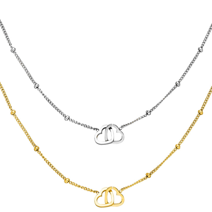 Freundschaftsketten Set Herzen Mix 18K vergoldet und Silber