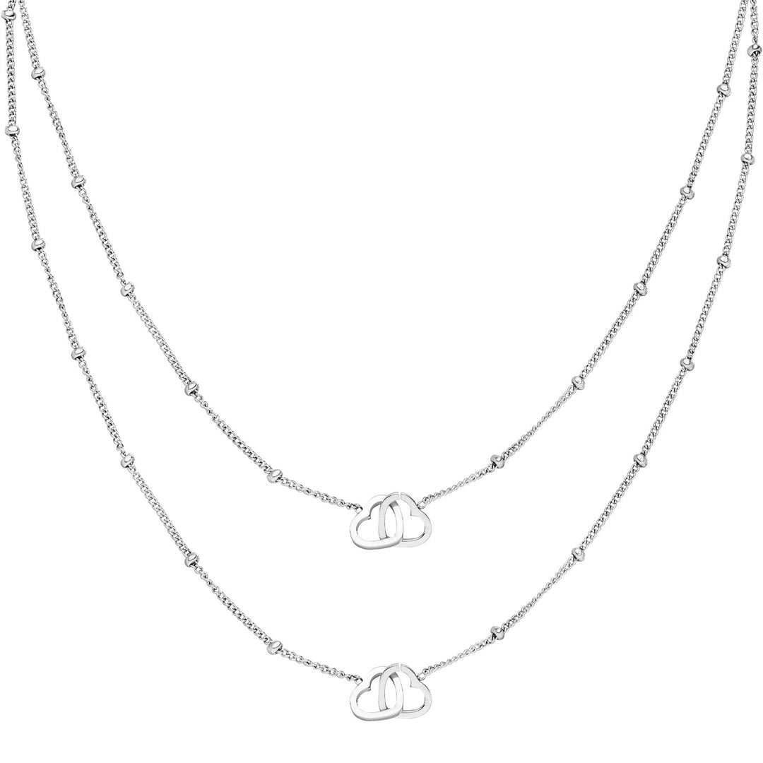 Freundschafts Ketten Silber mit Herzen Edelstahl Beste Freunde