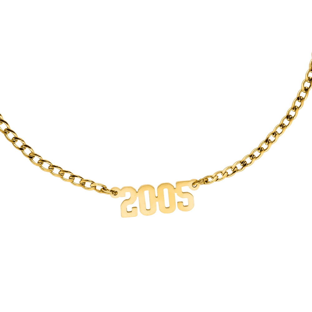 Jahreszahl Fußkette aus Edelstahl 18K vergoldet
