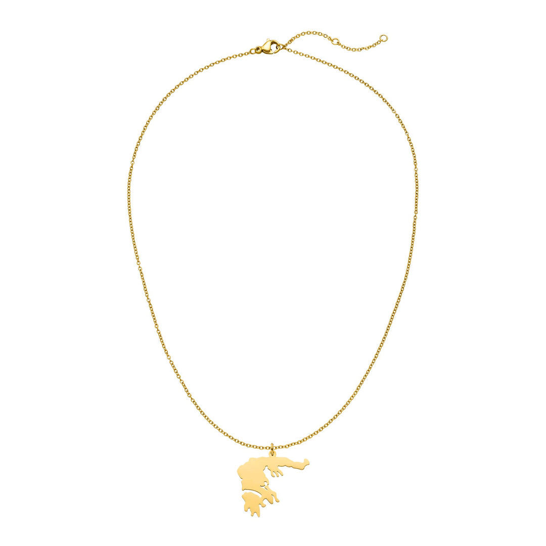 Griechenland Länderkette gold Griechische Landanhänger Kette 14K vergoldet 