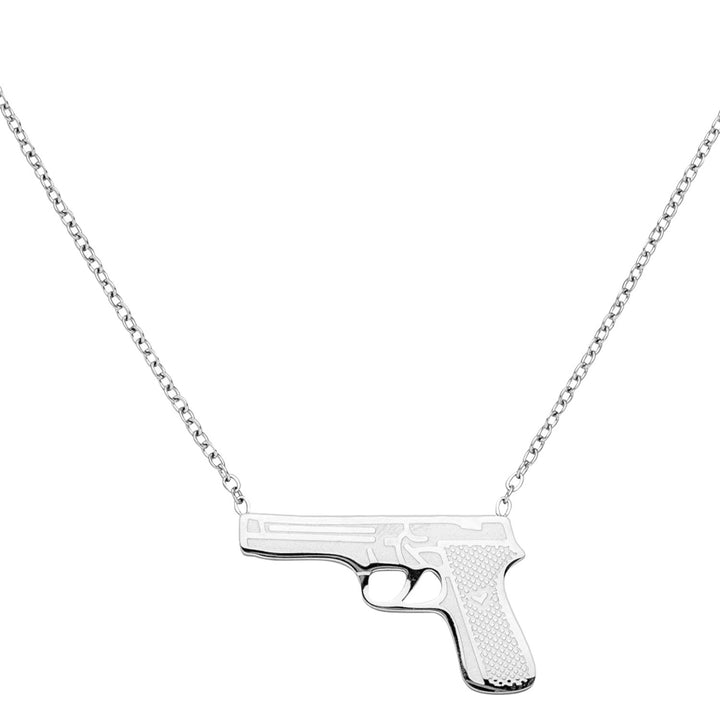 Gun Kette Silber aus Edelstahl Pistolen Anhänger Halskette