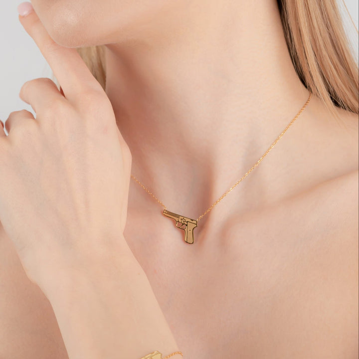Pistolen Kette 18K vergoldet wasserfest