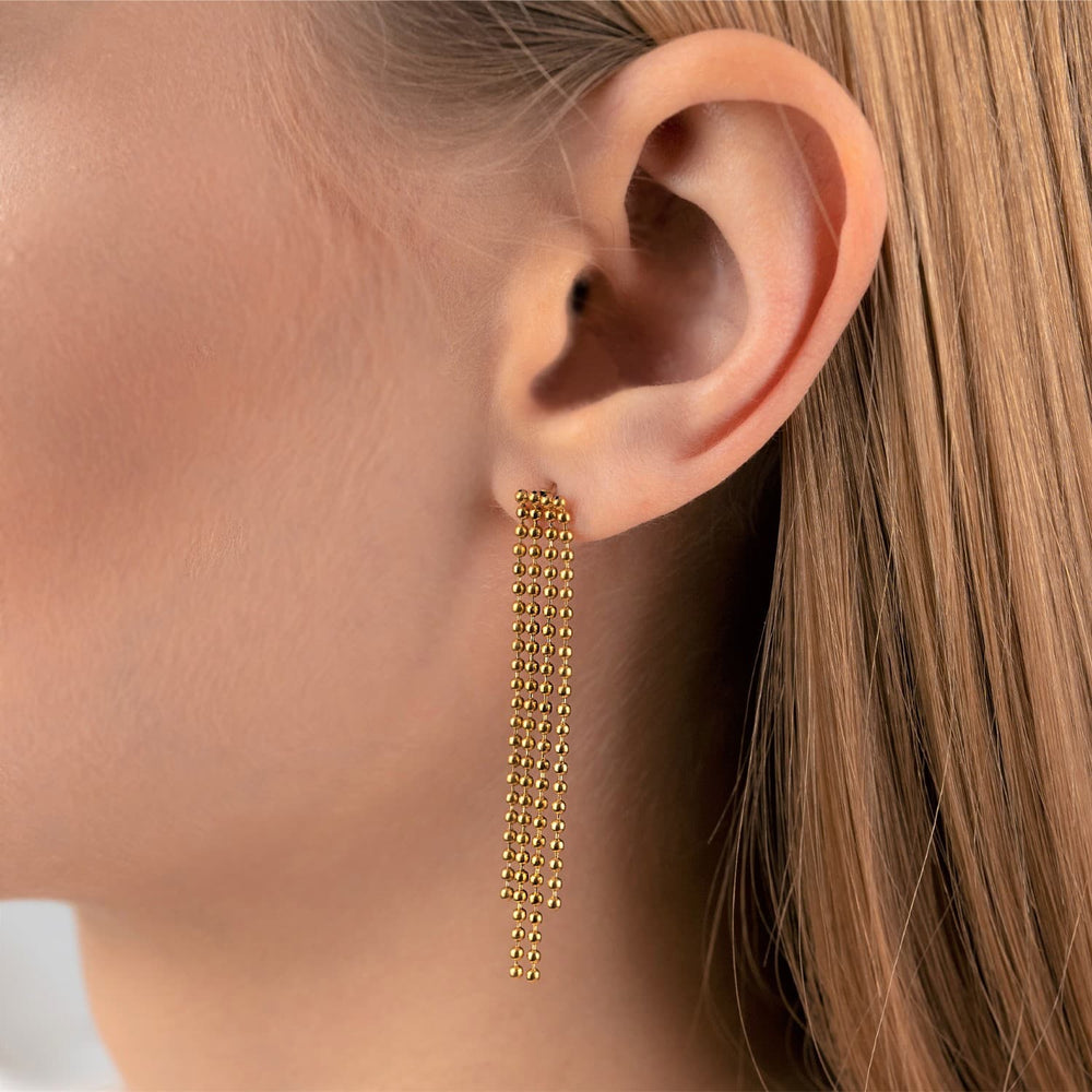 Kette mit hängenden Kügelchen Reihen 18K vergoldet