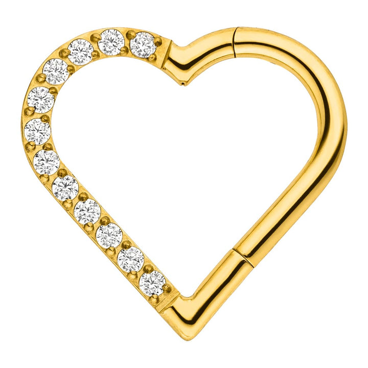 Titan Clicker Segmentring 18K vergoldet Herz Ohrpiercing
