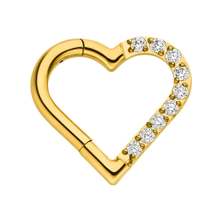 Segmentring Herz 18K vergoldet Titan Clicker Ohrpiercing Daith Helix