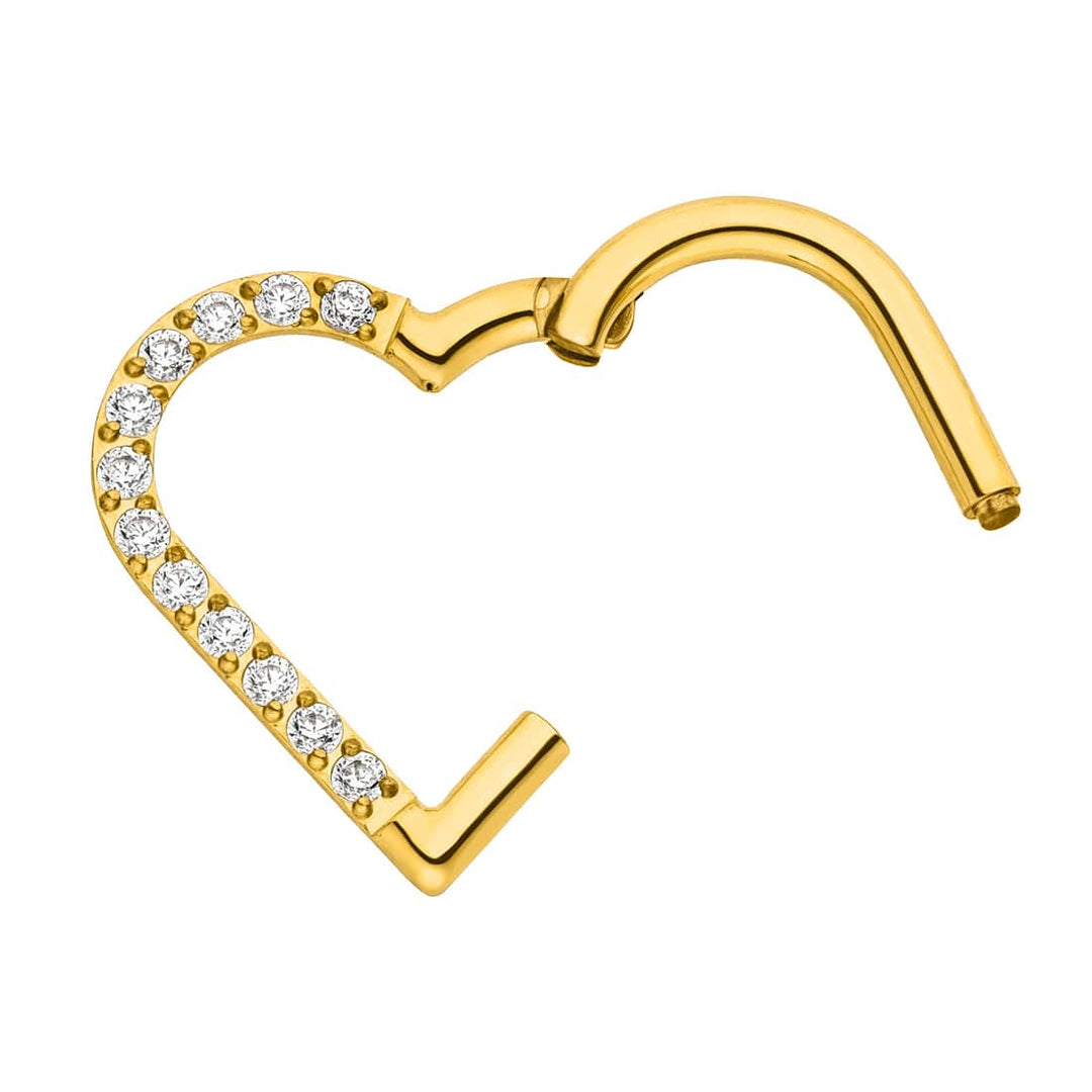 Segmentring Herz Clicker Titan Glitzer Steinchen wasserfest