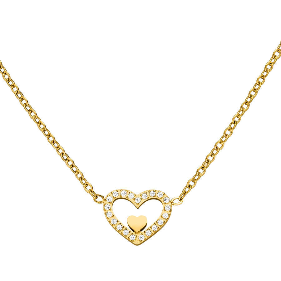 Herz Kette gold wasserfest 18K vergoldet Zirkonia Edelstahl