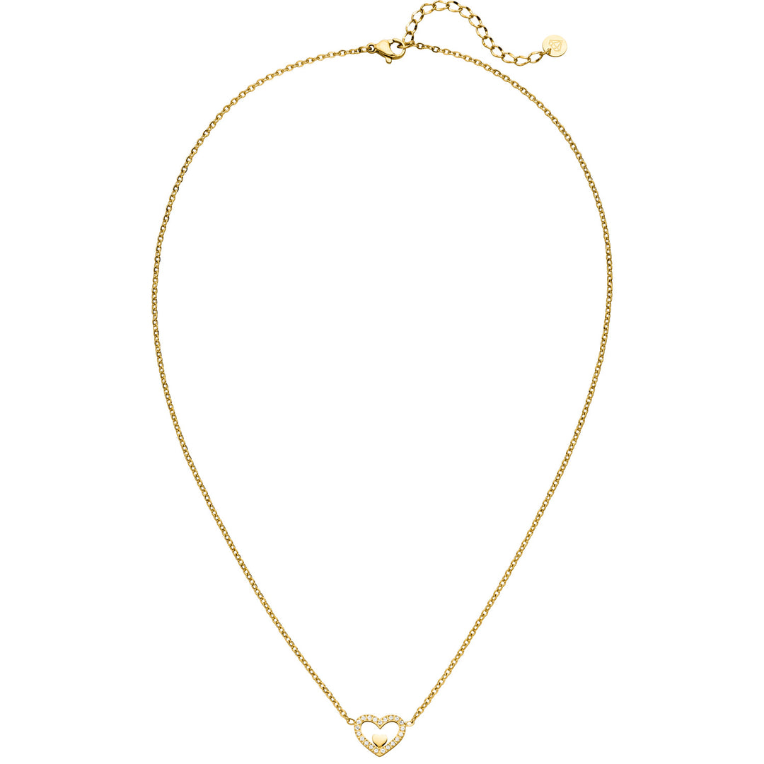 Herzkette gold Doppel Herzen 18K vergoldet wasserfest