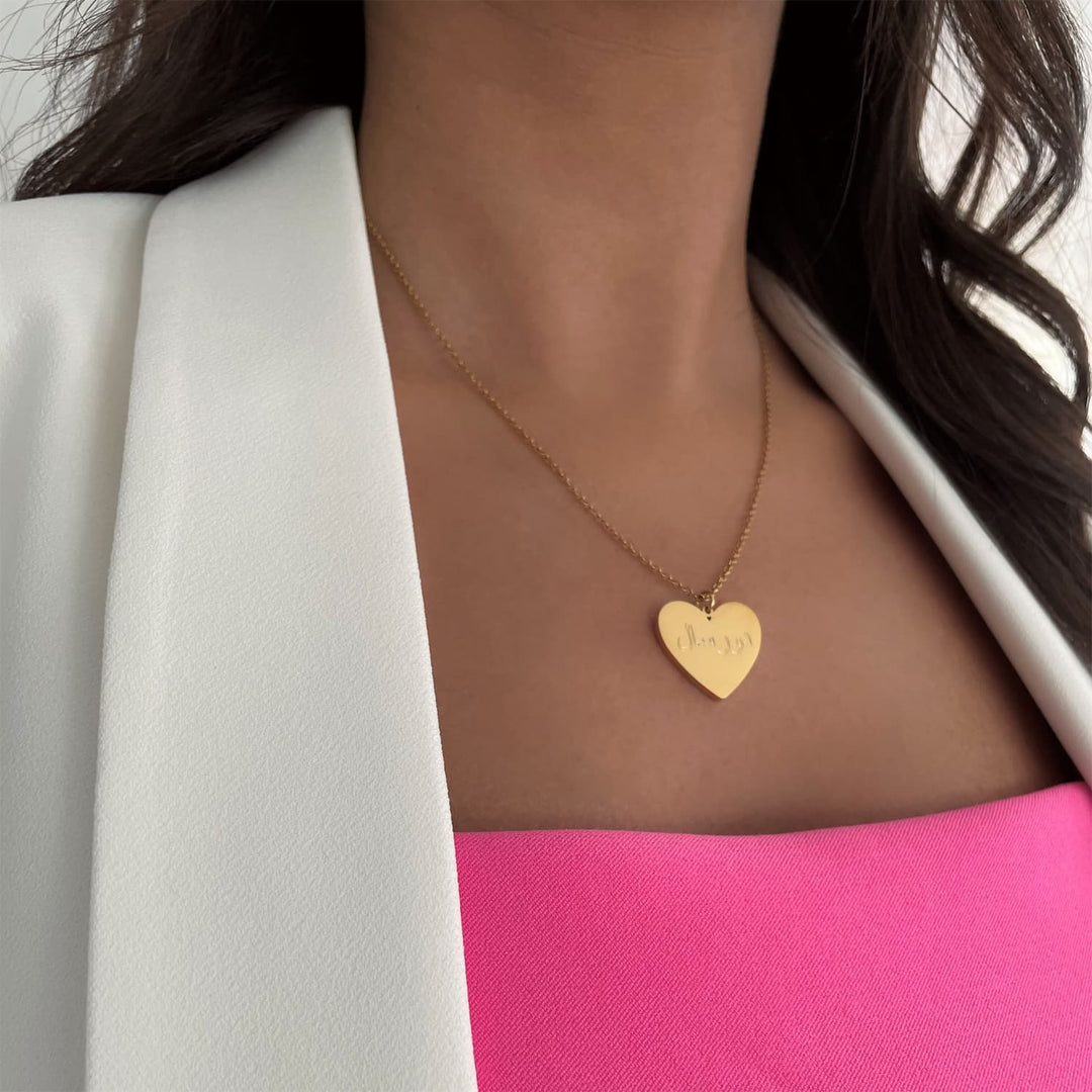 Personalisierte Herzkette 18K vergoldet Gravur
