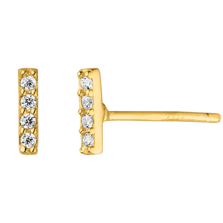 Echtsilber Ohrstecker Zirkonia Streifen gold 18K vergoldet 925er