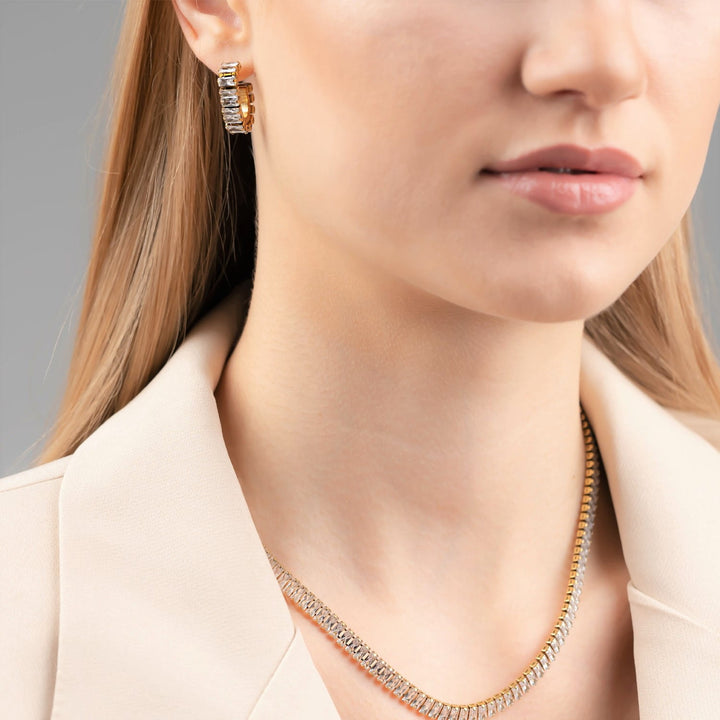 Baguette Ohrringe Zirkonia 18K vergoldet wasserfest