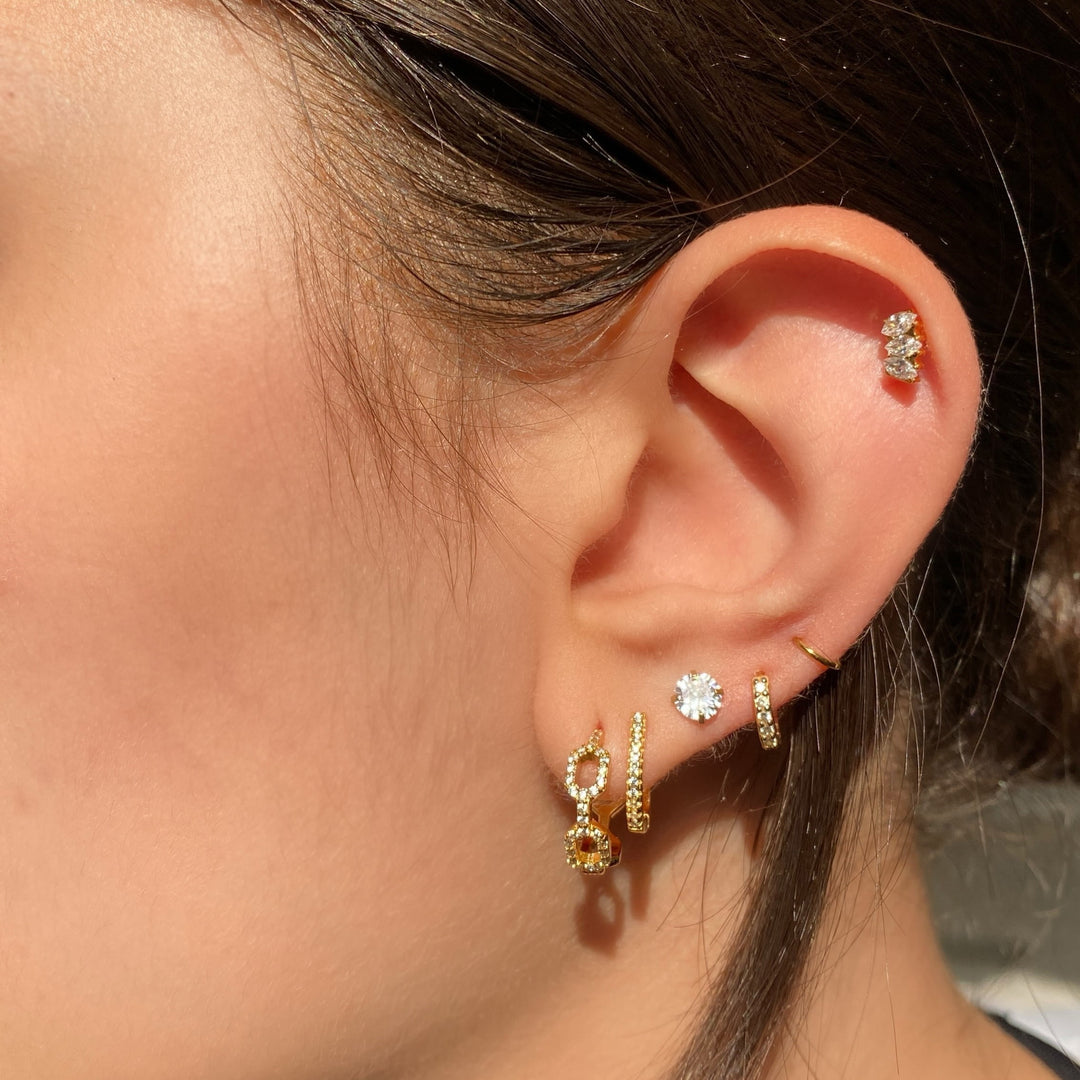 Iced Out Ohrringe aus Echtsilber Zirkonia 18K vergoldet