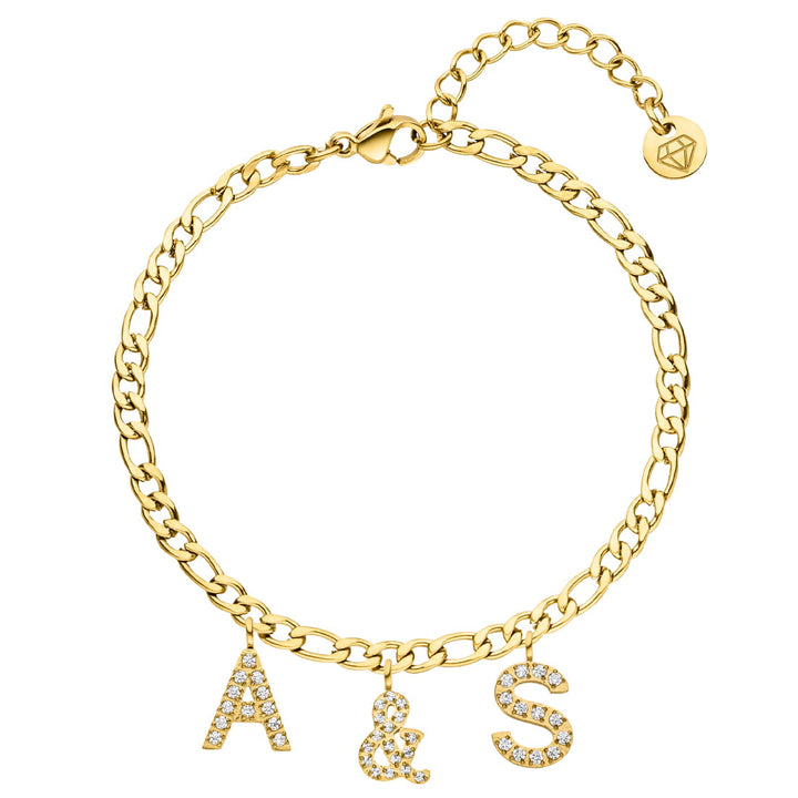 Personalisiertes Buchstabenarmband gold Initiale Figaro