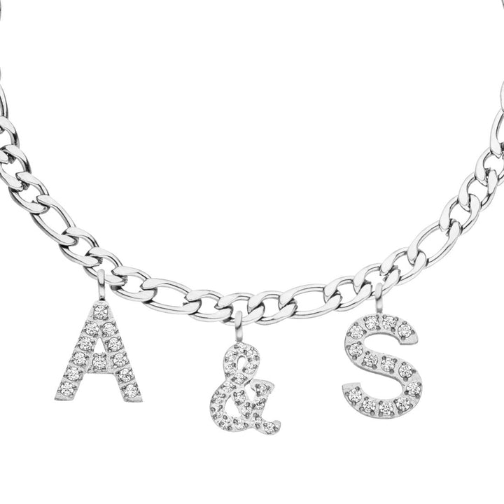Figaro Armband mit einzelnen Buchstaben silber Initiale