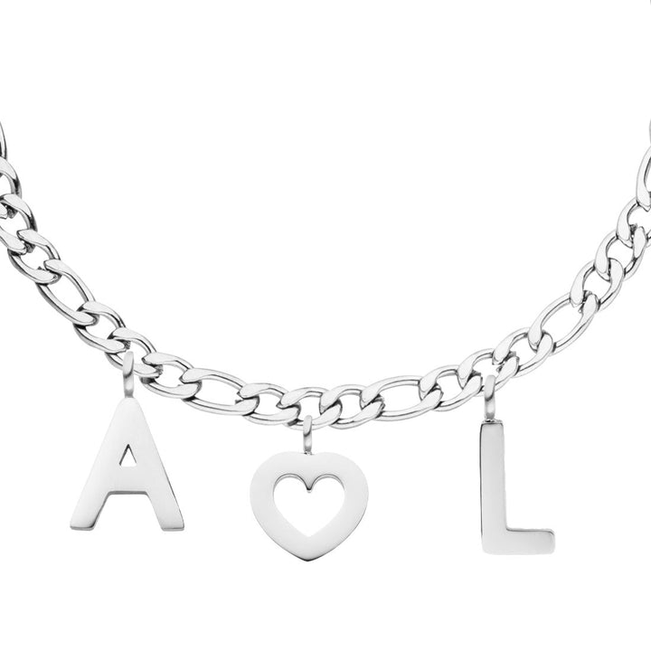 Buchstaben Armband mit Initiale silber Figaro wasserfest