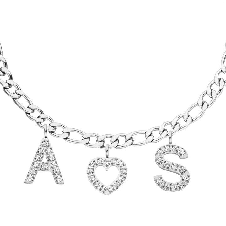Initiale Armband silber mit Anfangs Buchstaben Figaro
