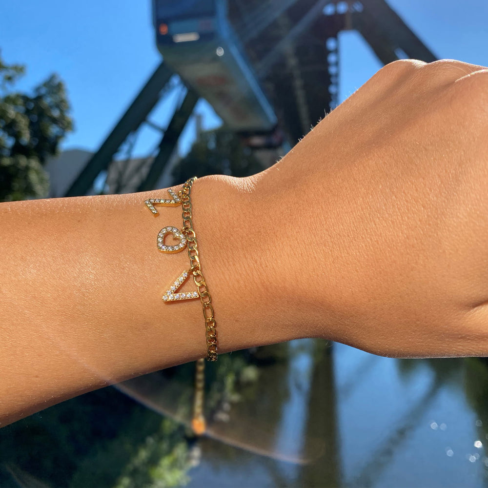 Personalisiertes Armband mit Buchstaben 18K vergoldet wasserfest