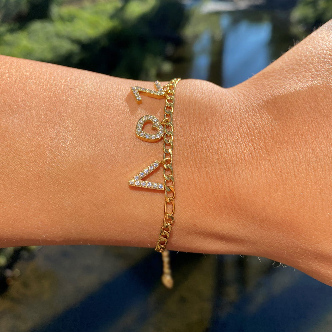 Buchstaben Armband Initiale personalisiert 18K vergoldet wasserfest