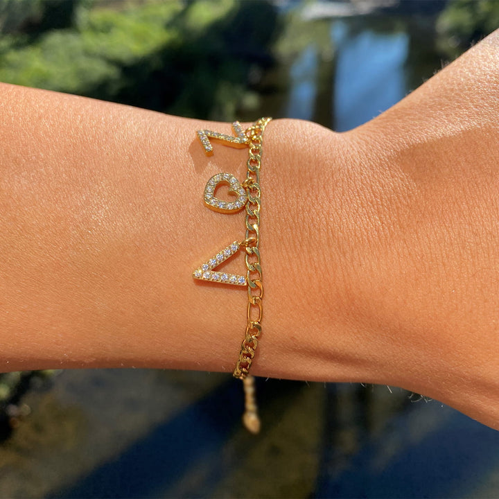Buchstaben Armband Initiale personalisiert 18K vergoldet wasserfest