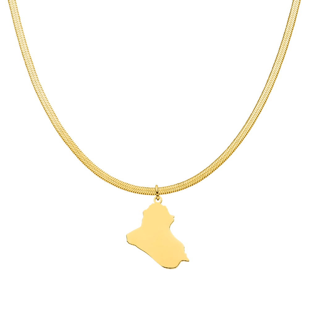 Irak Länderkette gold 18K vergoldet Irakischer Landumriss