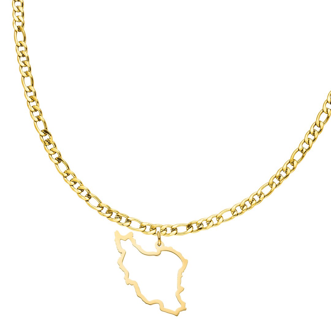 Iran Landumriss Kette gold Iranische Länderkette 14K vergoldet
