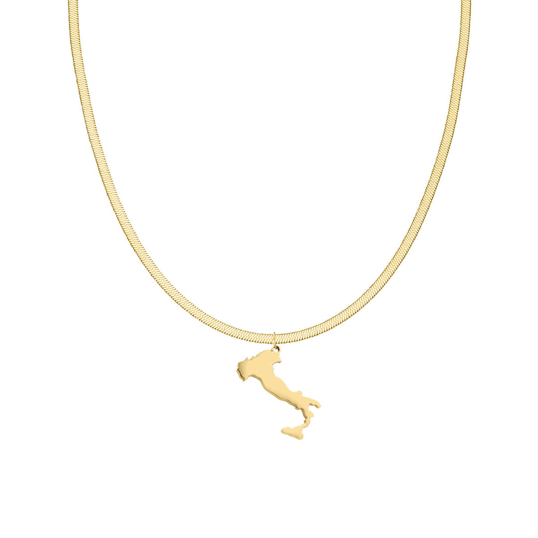 Italien Kette sleek gold Italienische Landumriss Halskette
