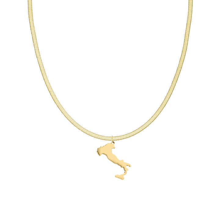 Italien Kette sleek gold Italienische Landumriss Halskette
